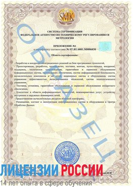 Образец сертификата соответствия (приложение) Сергиев Посад Сертификат ISO 27001